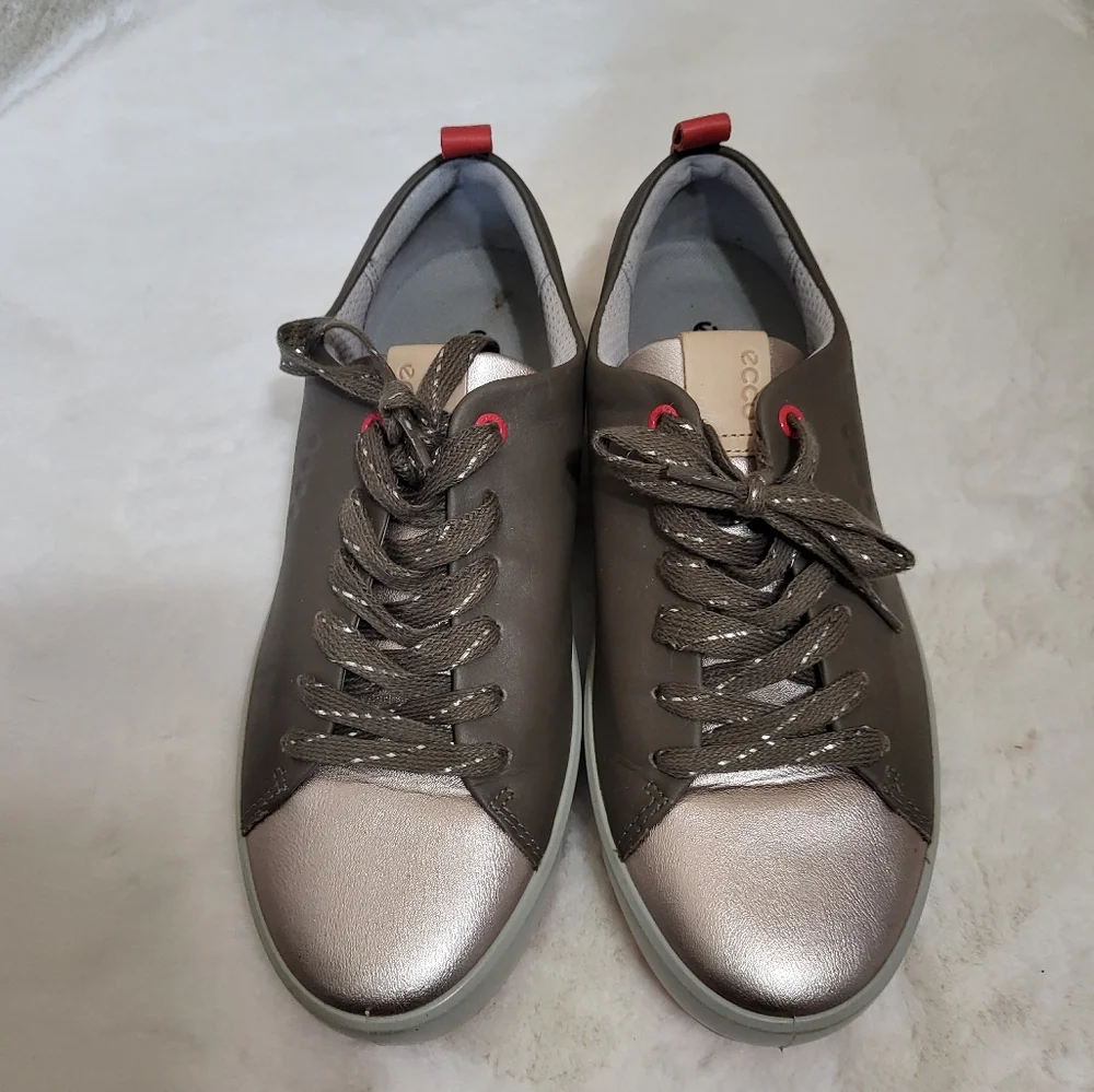 Ecco Womens Gray Leather golf shoes Sz 39 - Picture 2 of 6